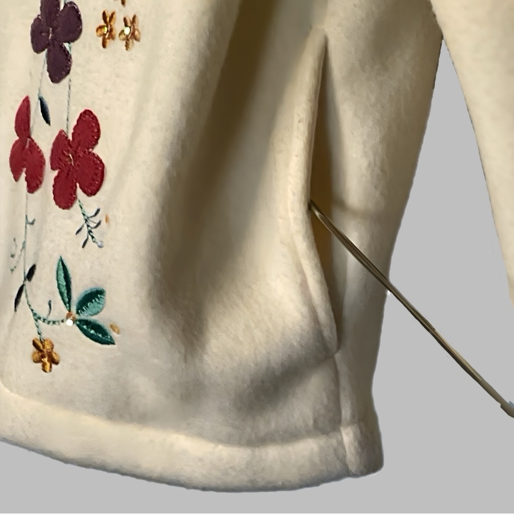 Alfred Dunner S Shacket White Ivory Embroidery Oversized Pockets CottageCore - Picture 5 of 10
